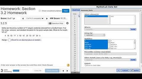 Finding the Range, Variance, and Standard Deviation in StatCrunch