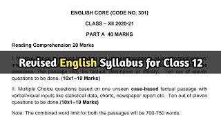 Revised syllabus for CBSE Class 12 English (2020-21)