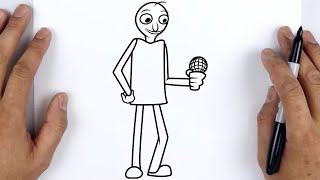 HOW TO DRAW BALDI | Friday Night Funkin (FNF) - Easy Step By Step Tutorial For Beginners