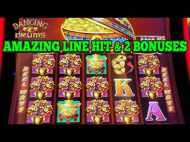 AMAZING LINE HIT & 2 BONUSES on DANCING DRUMS SLOT  Las Vegas Slots | Resorts World Casino Las Vegas class=