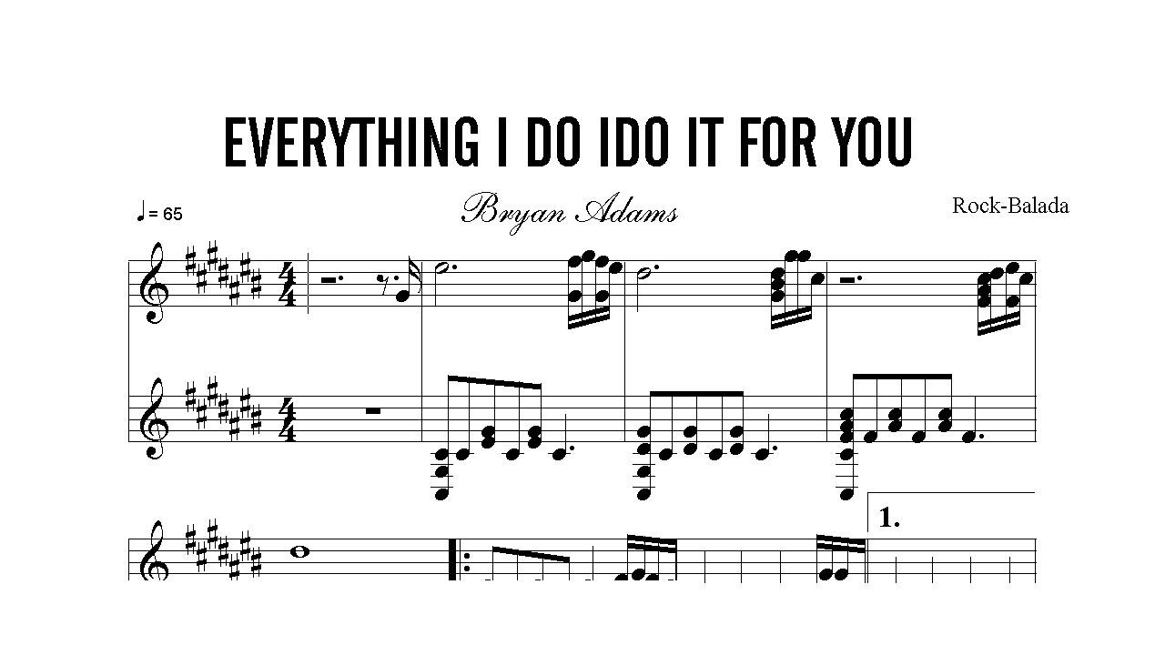 Música Guitarra e Partituras - GUITAR Tabs & Chords / Cifras: Everything I  Do - Bryan Adams