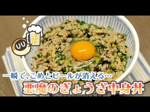 一瞬で こめとビールが消える 悪魔のぎょうざ中身丼 Youtube