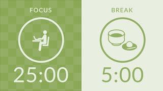25/5 Pomodoro Timer with Matcha 🍵 No Music | 3-Hour Study With Me for Deep Focus 💚