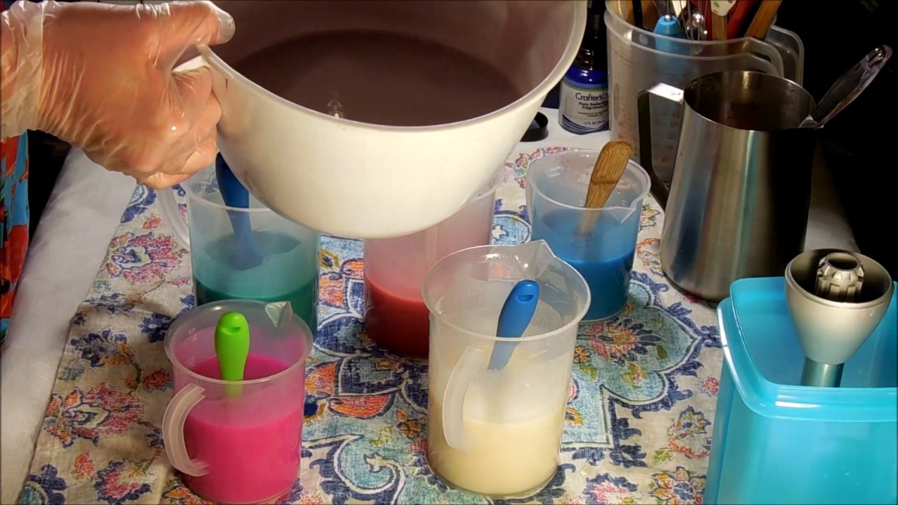 Making and cutting "Pure Seduction" Cold process soap - YouTube