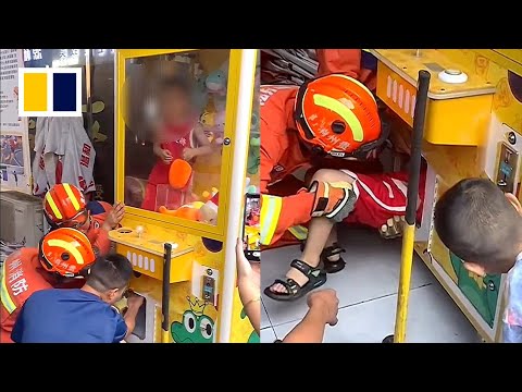 Boy trapped inside claw machine in China