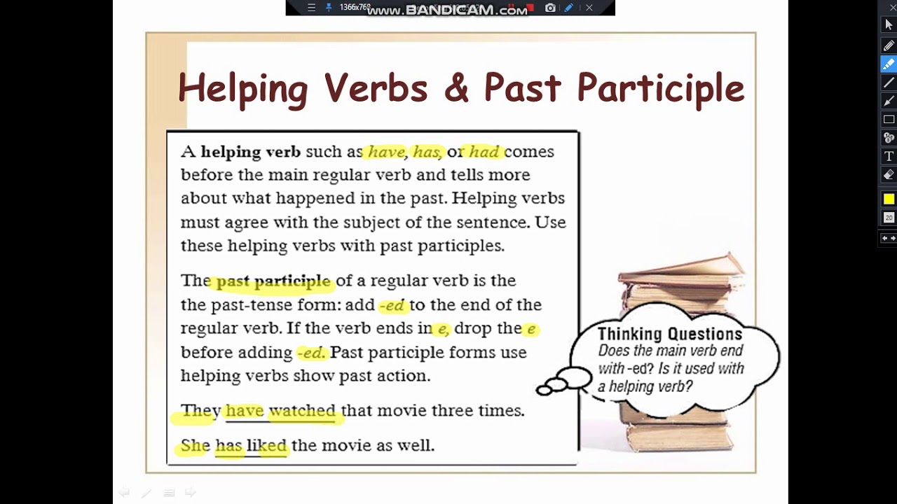 Helping Verbs And Past Participle Worksheets