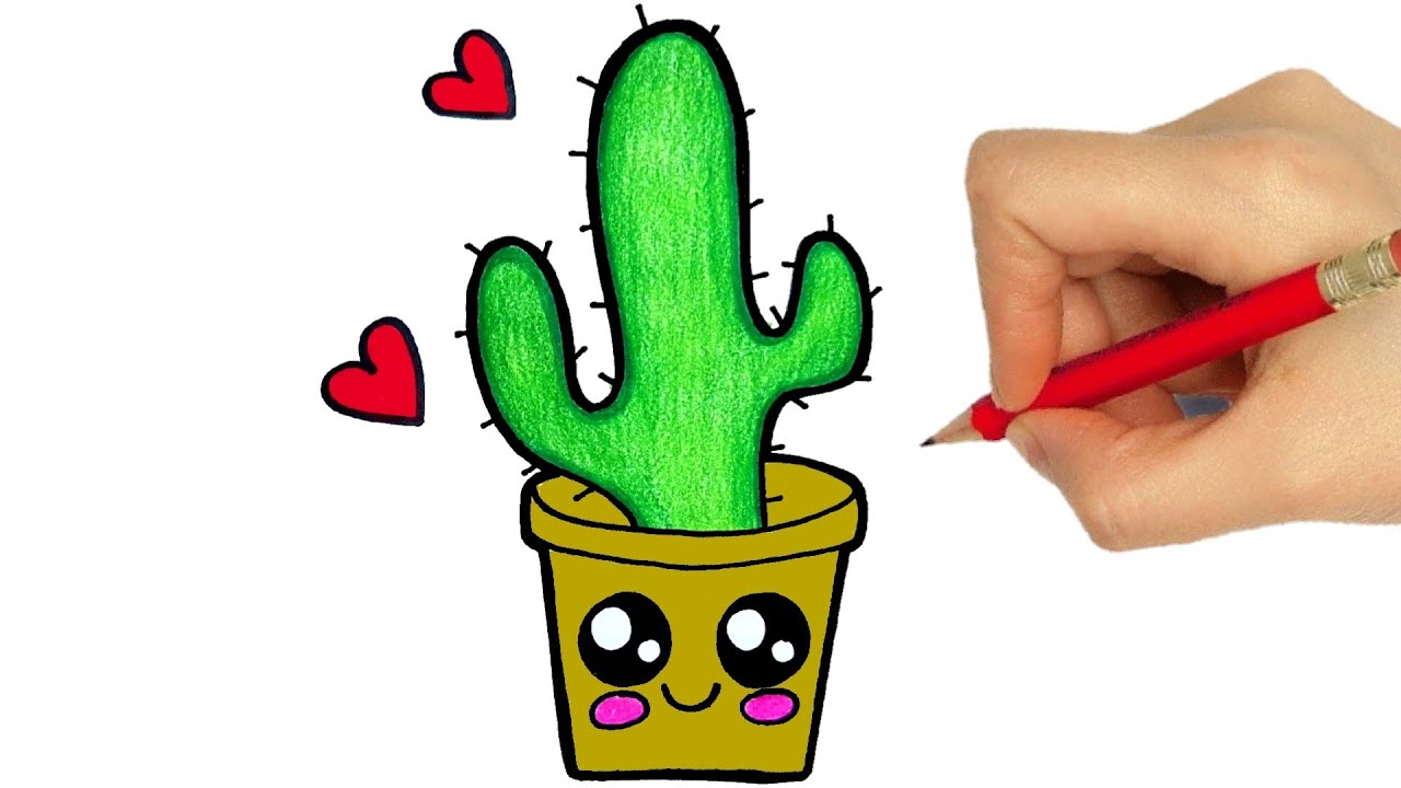 HOW TO DRAW  A CUTE CACTUS  KAWAII YouTube