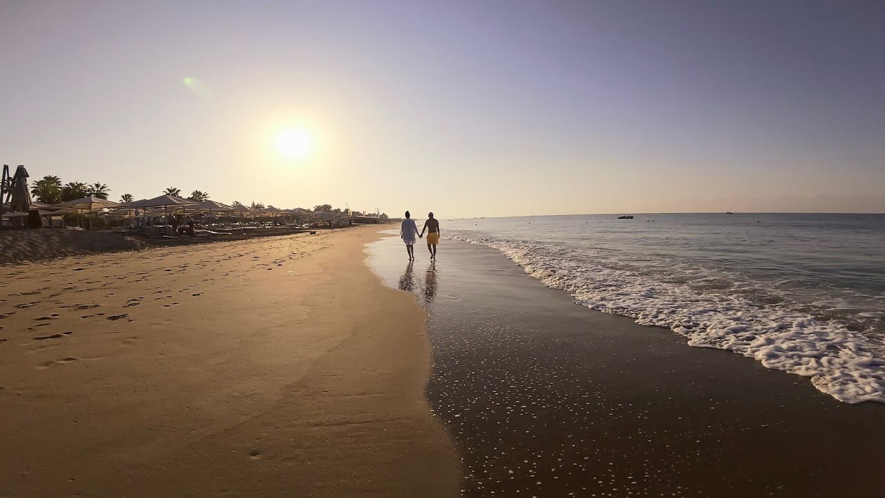 Восход на пляже Манавгат | Пешая прогулка и дрон 4K Анталья, Турция