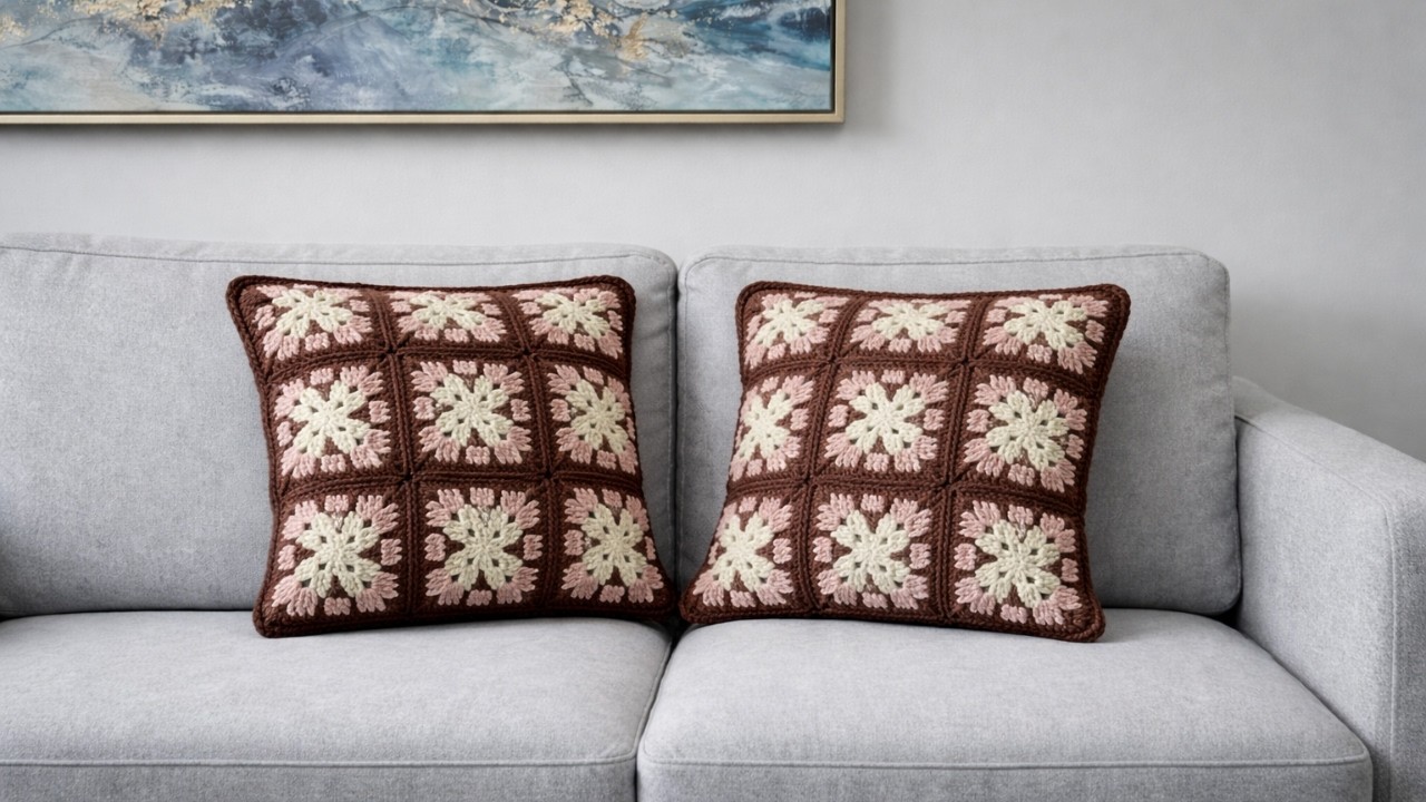 WOW!!! Трёхцветный мотив крючком с геометрическим узором