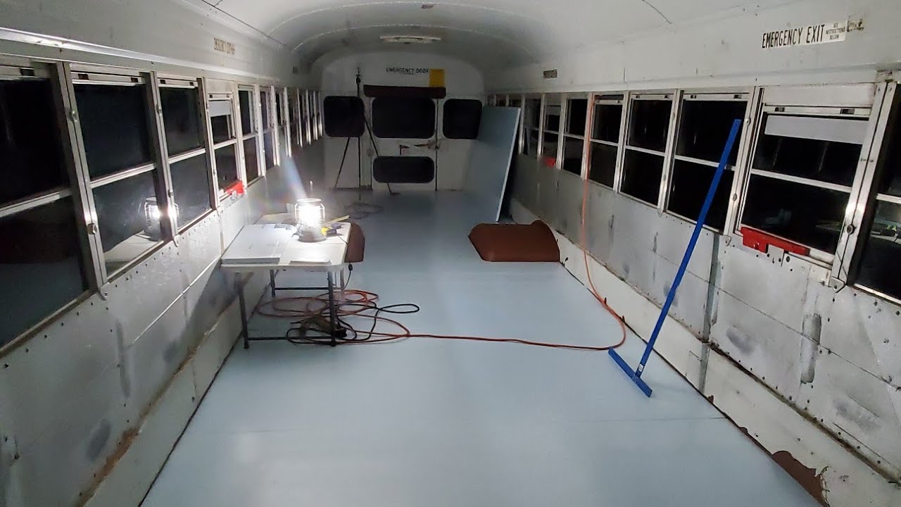 HOODS CUSTOM SKOOLIE School bus conversion subfloor and insulation # ...