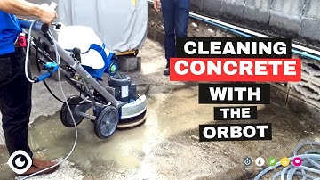 Cleaning Concrete with the Orbot Sprayborg Scrubber