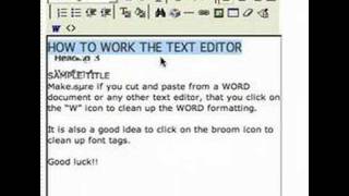 Text Editor Tutorial: Web site structure Website Content Text Editor Overview
