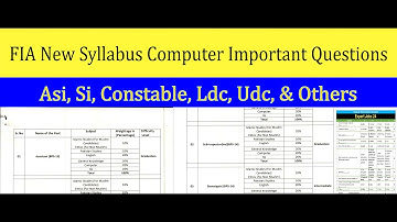 FIA New Syllabus Computer Most Important Mcqs Asi, Si, Constable, UDC, LDC, Assistant, Steno, Deo,..