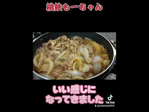 桃鉄もーちゃん  今夜は簡単牛丼の巻#簡単レシピ #晩御飯 #牛丼#創味のたれ #すき焼きのタレ #とろけるチーズ #チーズ牛丼