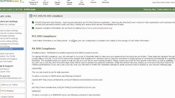 Pinnacle Cart - CCS Settings & PCI-DSS and PA-DSS information