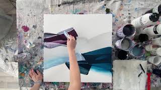 Abstract Acrylic Painting Techniques  Using a Catalyst Wedge