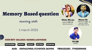MEMORY BASED QUESTION MORNING SHIFT  II  CSIR NET LIFESCIENCE  II  1 MARCH 2025  II #REPLICON