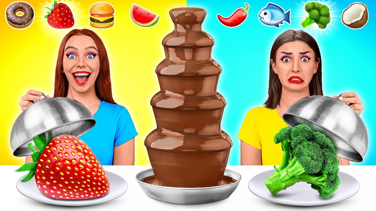 ⁣Emoji Food Challenge | Chocolate Fountain Fondue by Multi DO Challenge
