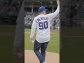 Bears head coach Matt Eberflus throws a ceremonial first pitch at Wrigley Field | #shorts