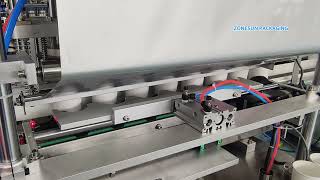 Automatic 6 Heads Potato Chips Cream Pot Foil Lid Cutting Sealing Machine