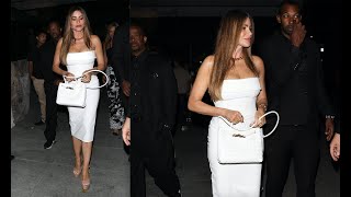 Sofia Vergara steps out to dinner in a strapless white dress in WeHo!