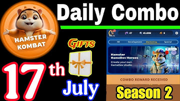 Hamster Kombat GameDev Heroes 🎮| 17 July Daily Combo 🧩 Season 2