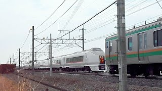 JR高崎線　651系　草津号　スロー走行&E231系すれ違いシーン