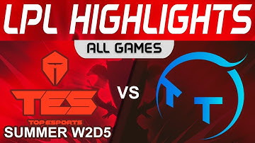 TES vs TT Highlights ALL GAMES LPL Summer Season 2023 W2D5 Top Esports vs ThunderTalk Gaming