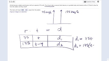 In how many miles will two trains meet?  The first train is going 75 km/h, and the second 175 km/h.
