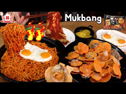 신메뉴 틈새라면 볶음면과 황금가리비 찜, 치즈구이 , 실비김치 먹방 Mukbang golden <strong>scallops</strong>, Teumsae noodles
