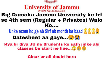 DATE SHEET OF UG 4TH SEM  CBCS (Regualr+Privates ) New Update of Jammu University 😢