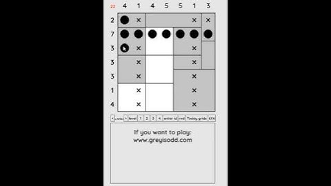 Grey is Odd - Today grids. Solution level 2 7X7 dated 08-02-2024 #logicpuzzles #logicgames  #games