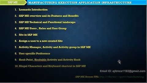 Day 1- SAP ME Infrastructure