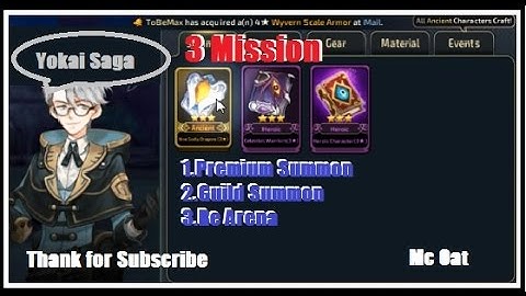 Yokai Saga : Mc Oat :ภารกิจ 3 สิ่ง 1.สุ่มผลึก2.สุ่มแต้มกิล 3.เทคนิครีแต้มArena