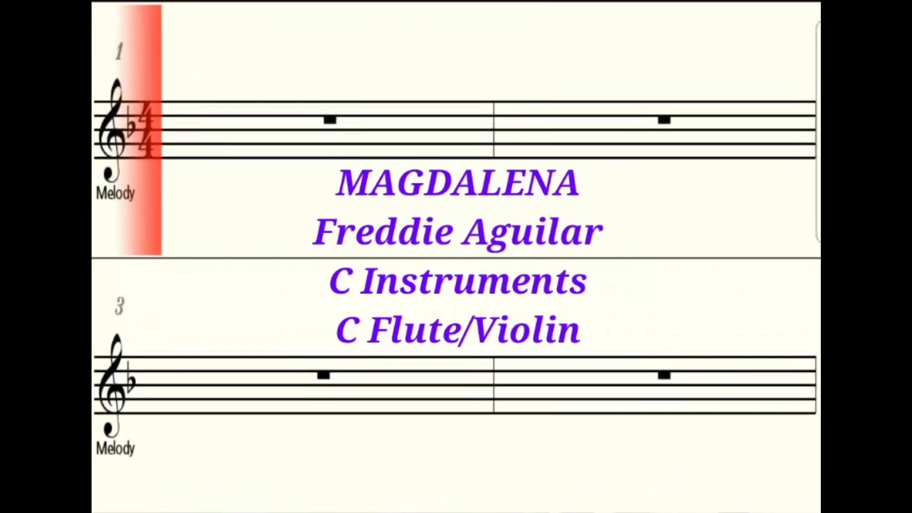 MAGDALENA - C Instruments Flute/Violin - Play Along Sheet Music Backing ...