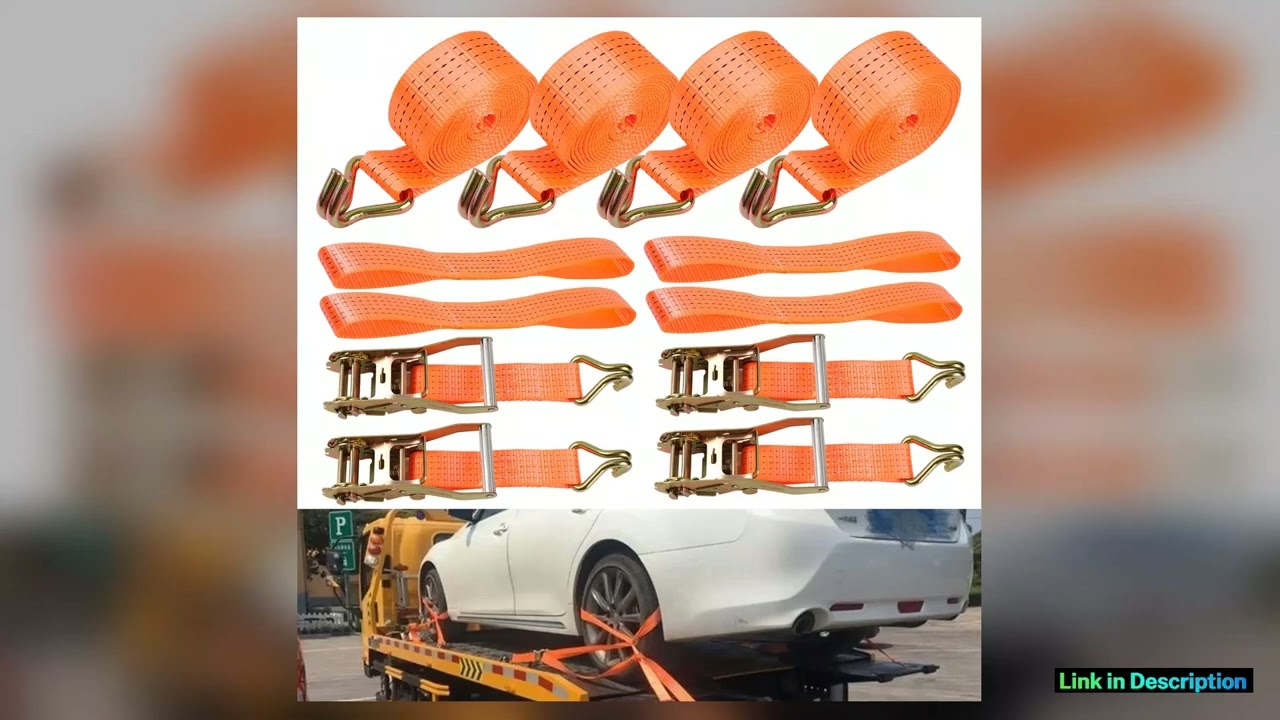 4 Set 20 x 13 Car Ratchet Straps 10000lbs Double Hook Wheel Fixing Strap 5Ton Limited Edition