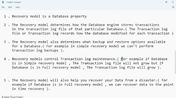 RECOVERY MODELS IN SQL SERVER