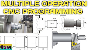 Multiple operational CNC programming || Turning Chamfer Grooving and threading CNC programming ||