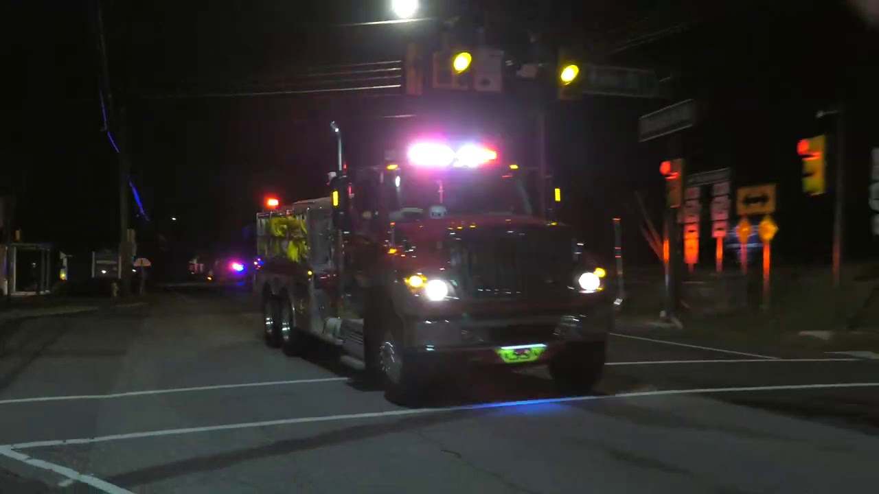 Fire Department Tankers responding to major fire (Compilation) Chester County, Pennsylvania