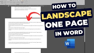 How to Landscape One Page in Word