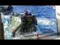 US Massive Amphibious Vehicles Jump into Ship From Deep Water