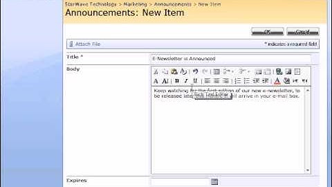 SharePoint 2007  |  Adding Announcements