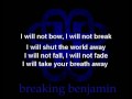 Breaking benjamin  i will not bow lyrics on screen