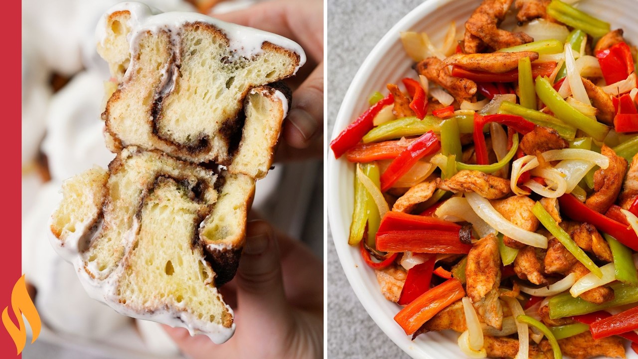 Tarçınlı Rulo, Tavuk Fajita & Sebze Salatası 😋 Airfryer’da Tek Seferde ⚡️ Tarçınlı Rulo, Tavuk Fajita & Sebze Salatası 😋 Airfryer’da Tek Seferde ⚡️