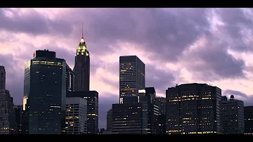 New York City Skyline Silhouette and Dark Clouds Timelapse 2 Stock Video Footage