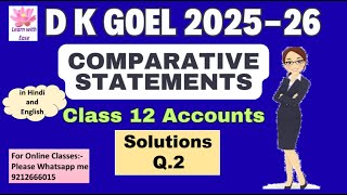 Comparative Statement| Q2 Comparative Statement| Class 12| Accounts| D K Goel Solutions| Chapter 8