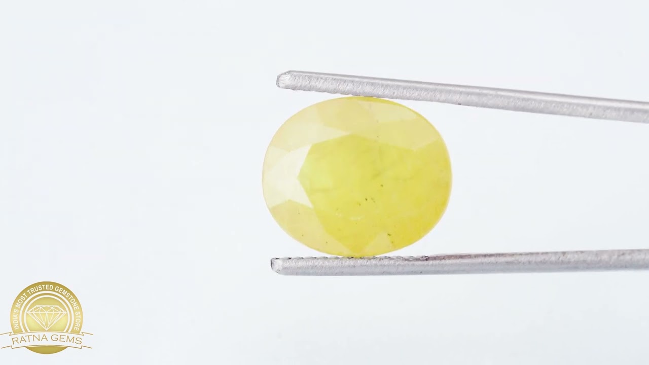 Natural Nigerian Yellow Sapphire – 7.36 Ratti (6.70 Carat) Pukhraj Stone 4 Product video for Natural Nigerian Yellow Sapphire – 7.36 Ratti (6.70 Carat) Pukhraj Stone
