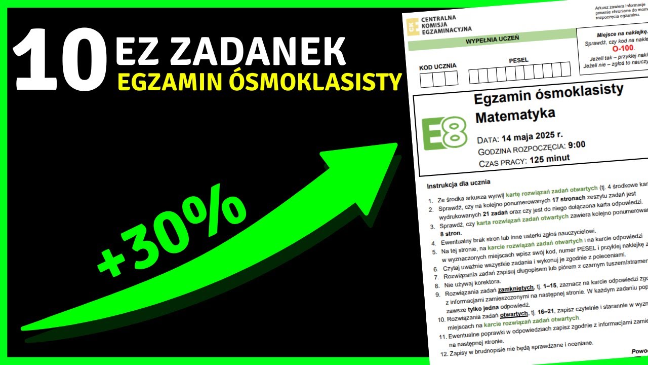 10 najłatwiejszych zadań na egzaminie ósmoklasisty z matmy