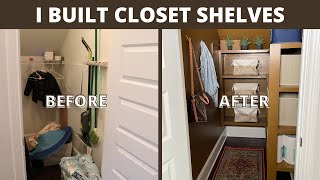 How To Build Shelves in a CLOSET | Hall Closet Makeover