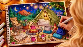 You’ll Instantly Relax Watching This Camping Coloring… | Campfire Night in the Forest 🔥🌙🏕️